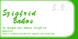 szigfrid bakos business card